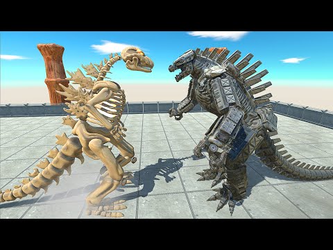 MECHA GODZILLA vs GODZILLA SKELETON AT THE ARENA - Animal Revolt Battle Simulator