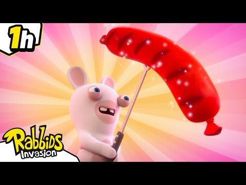 Mega Rabbids Feast 🤤🌭 | RABBIDS INVASION 🐰 | 1H Compilation | Cartoon for kids
