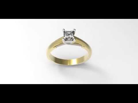 PRINCESS CUT DIAMOND RING -R841-
