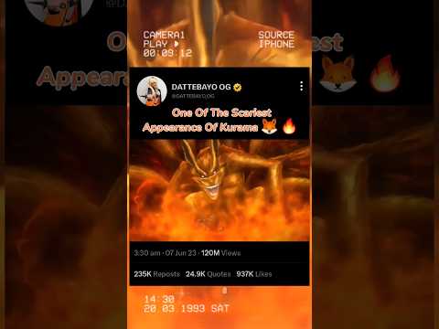 One Of The Scariest Appearance Of Kurama 🦊 🔥 #shorts #anime #naruto #sasuke