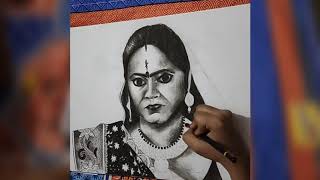 Portrait of KOKILA MODI  Charcoal Pencil Shading  