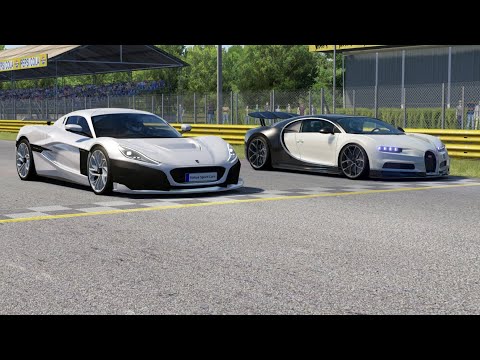 Rimac Nevera 2022 vs Bugatti Chiron 2016 at Monza Full Course