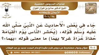 [78 -201] في الحديث (يحشر الناس يوم القيامة حفاة عراة غرلا بهما) ما معنى "بهما"؟ image