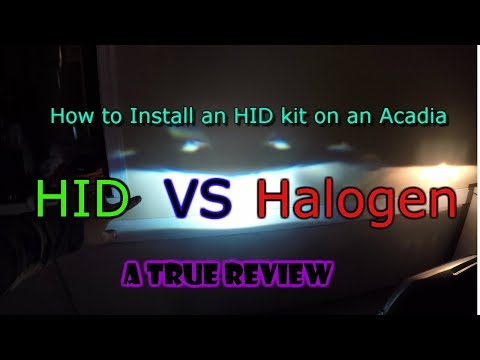 HID VS Halogen Headlight Review (How to Install HID kit on Acadia)