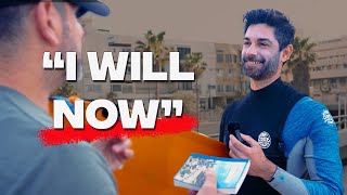 Israeli Surfer Says This When Offered the New Testament | Street Interview