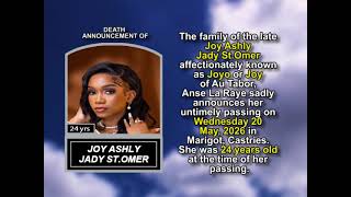 Joy Ashly Jady St Omer ~ Short Obituary