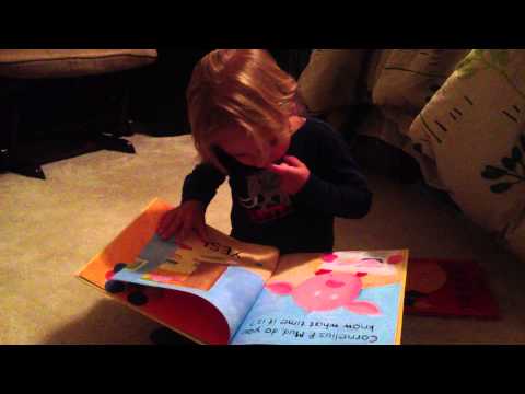 Sept 2013 Sawyer reading-ish, age 3