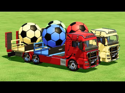 TRANSPORT COLORED FOOTBALL BALLS WITH CLAAS WHEEL LOADER - Farming Simulator 22