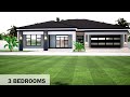 3 Bedroom plan | Hip roof House Design  | 16.9mx16.7m
