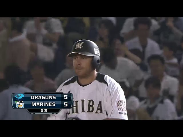 5回裏 マリーンズ・ハフマン しぶとくタイムリー安打を放ち同点!! 2014/6/4 M-D