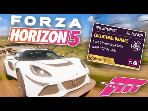 Forza Horizon 5 Daily Challenge 10.09.2022 "Collateral Damage" Get 5 Wreckage Skills Within 20s