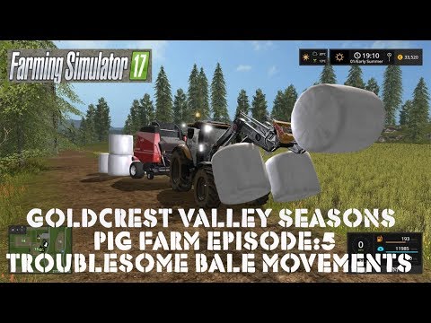 Farming Simulator 17 Console Goldcrest Valley Seasons Pig Farm Ep5 Troublesome Bale Movements