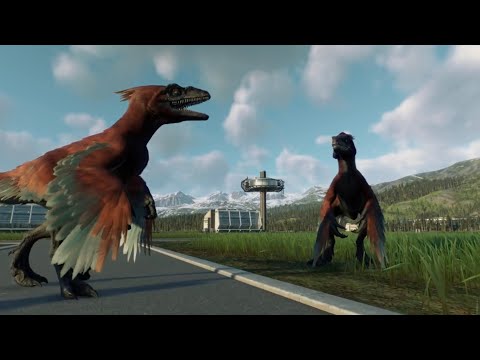 Pyroraptor hunts goats and humans - Jurassic World Evolution 2 Biosyn expansion DLC