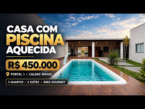 CASA COM PISCINA EM CALDAS NOVAS-GO 100% MOBILIADA 😱