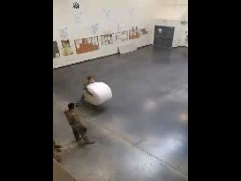 Soldier + Giant roll of bubble wrap vs. Locker