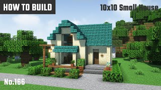 マイクラ建築：青い屋根の小さいシンプルな家の作り方。10x10ブロックで簡単に。No.166【Minecraft】