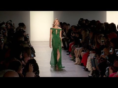 Models on the runway for the Tadashi Shoji ready to wear Fall Winter 2018 Fashion Show