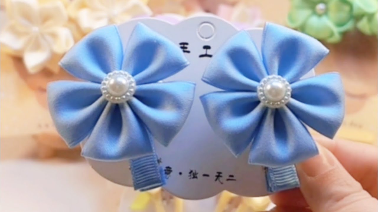 Beautiful Tutorial Making Ribbon Fabric Rotation Hairpin Flower 
