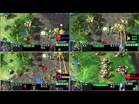 Aristeo, EmpireKas vs mouzMana, mouzThorzain (2v2) SC2 Split Screen