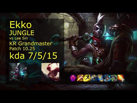 Ekko vs Lee Sin Jungle - KR Grandmaster 7/5/15 Patch 10.25 Gameplay // [롤] 에코 vs 리 신 정글
