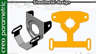 🇨 🇷 🇪 🇴 Creo sheet metal for beginners | Sheet metal Bracket 4 in Creo Parametric