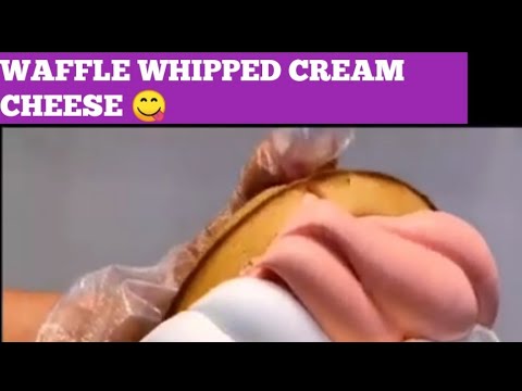 Amazing waffle with whipped cream cheese - yummy Korean Street Food