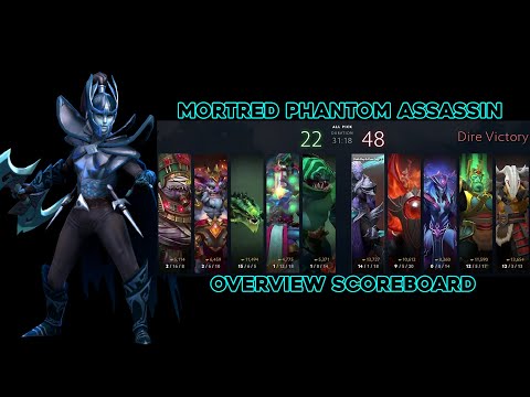 Overview Scoreboard in Dota 2 with Phantom Assassin Persona
