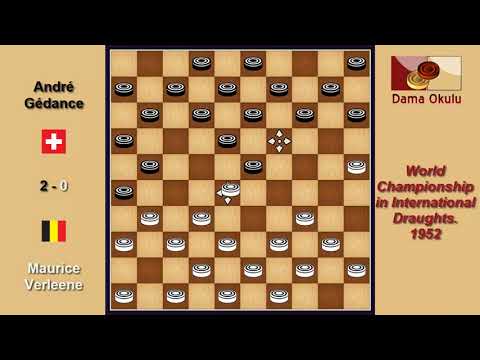Maurice Verleene (BEL) - André Gédance (SUI) 0-2 World Championship in International Draughts. 1952