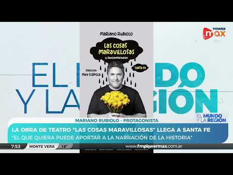 Llega a Santa Fe la obra de teatro mundial "Las Cosas Maravillosas" | Mariano Rubiolo - Protagonista