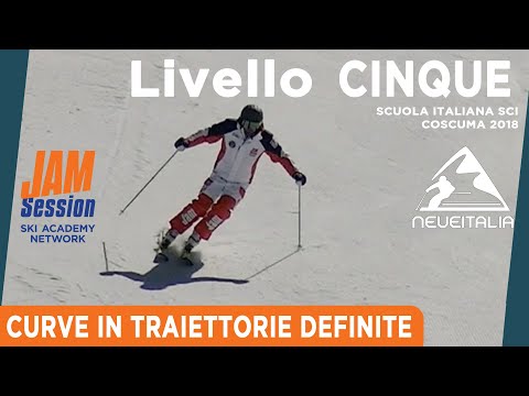 Turning in defined trajectories - Level 5 of the Italian Ski School illustrated by Jam Session