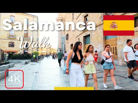 Salamanca Espanha Caminhe 4k pela Catedral e Plaza Mayor
