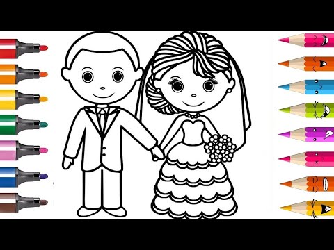 DESSINER et COLORIER Robe de mariée mariage & Planète coloriage