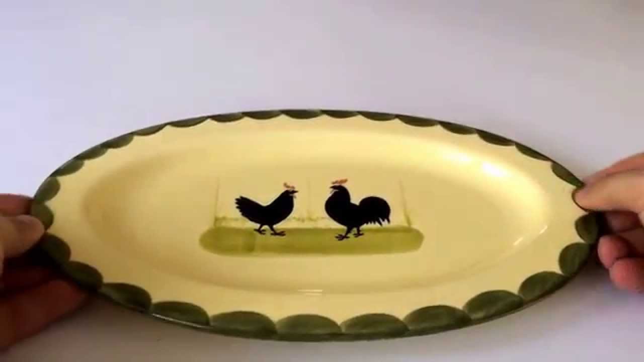 Zeller Keramik Platte Hahn und Henne Kuchenplatte Servierplatte Geschirr