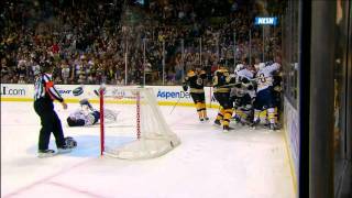 Milan Lucic drills Ryan Miller 11/12/11