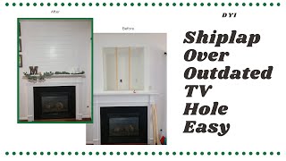 Easy DIY Shiplap over tv cutout and fireplace!