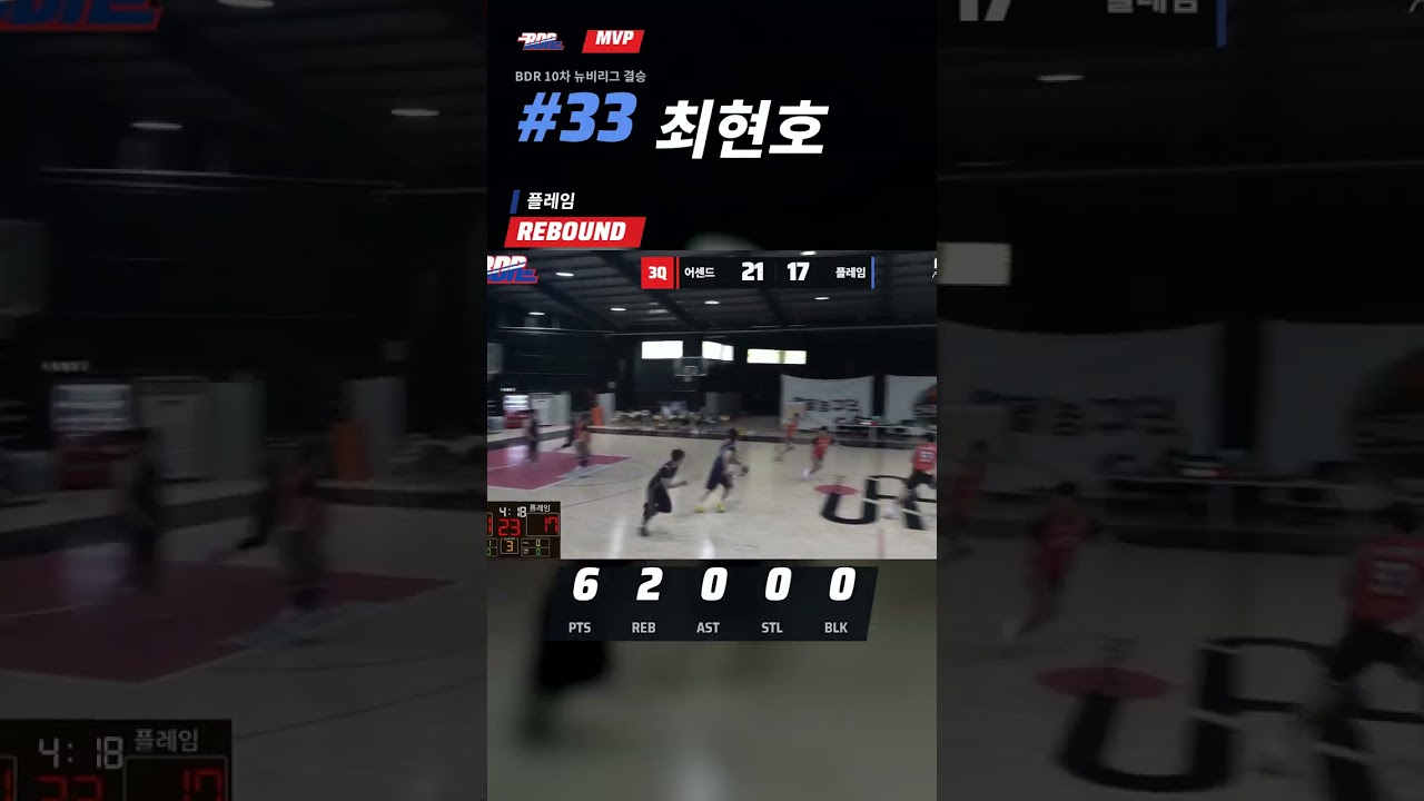 최현호 9점 · 리바운드 4개 · 어시스트 3개 MVP | BDR 10차 뉴비리그 결승 #Shorts