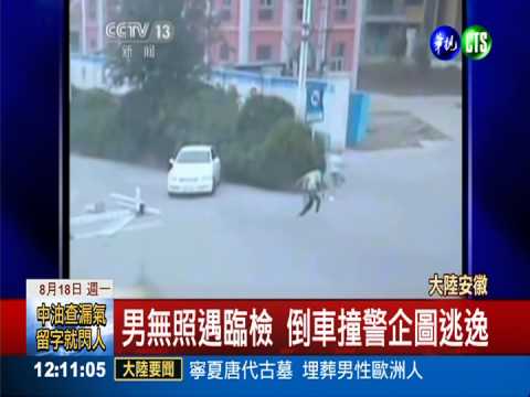 無照躲臨檢 陸男倒車撞警逆向逃