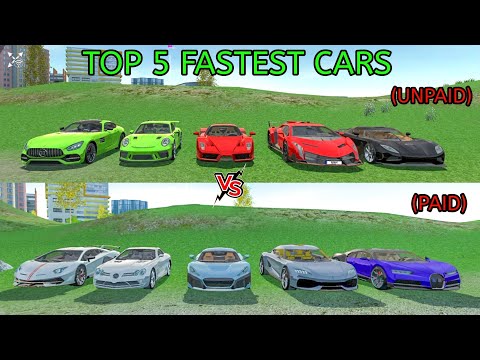 Top 5 Paid Fastest Cars VS Top 5 Unpaid Fastest Cars | Real Money VS Game Money | Car Simulator 2