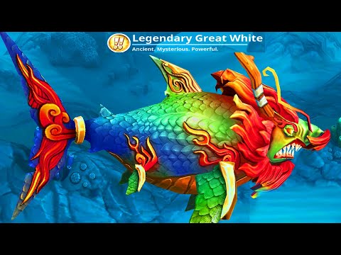 Hungry Shark World - Legendary Great White Fully Upgraded | All 38 Sharks Unlocked