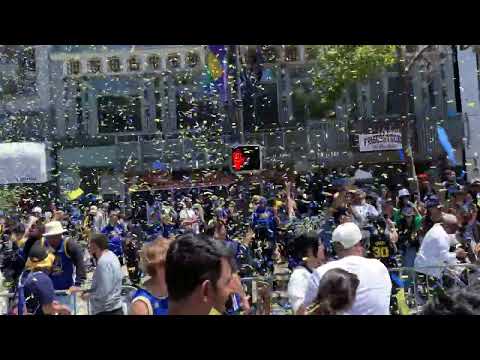 Shooting confetti 🎉 with the cannon gun at the Warriors parade 2022! #warriors #sf #warriorsparade