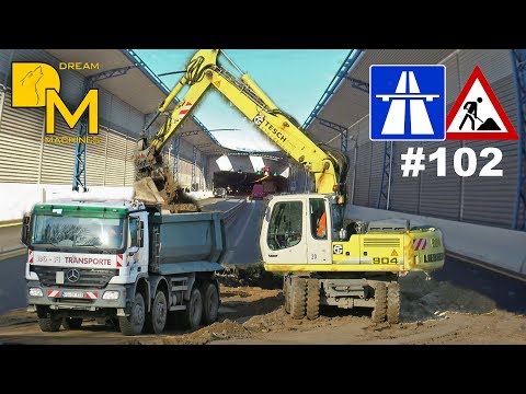 LIEBHERR CATERPILLAR BAGGER MEGA AUTOBAHN BAUSTELLE #102 TUNNEL IST FERTIG! 🚧 freeway construction