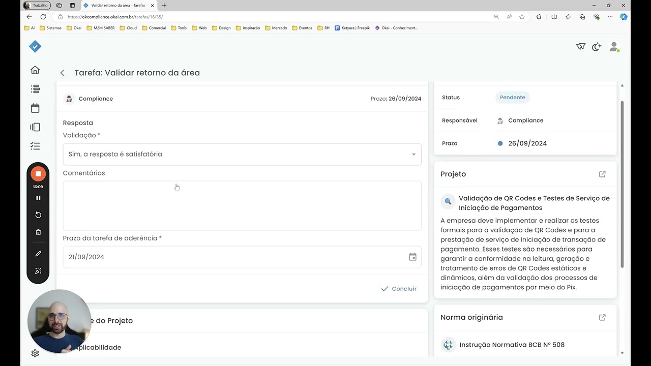 Fluxo de Adequação do Analista no OkCompliance