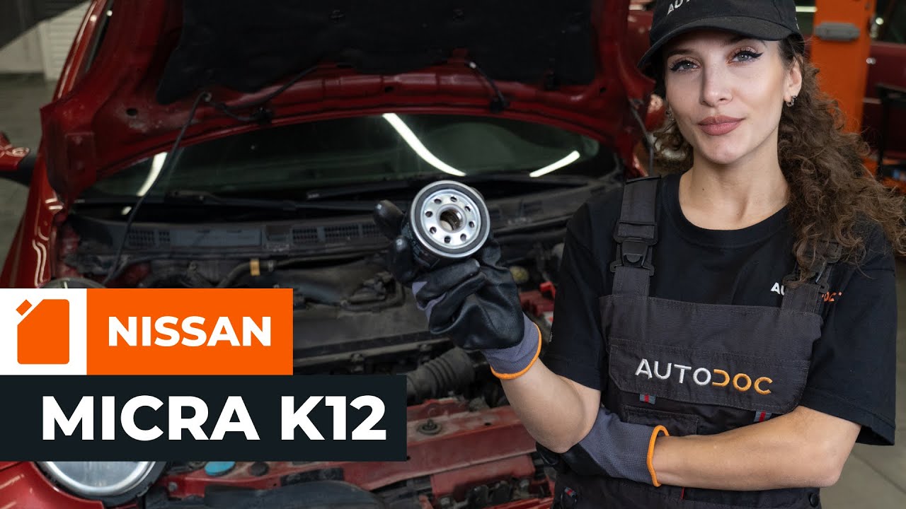 Kaip pakeisti Nissan Micra K12 variklio alyvos ir alyvos filtra - keitimo instrukcija