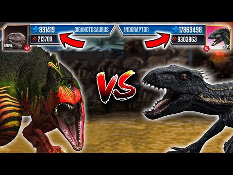 GIGANOTOSAURUS vs INDORAPTOR LEVEL 999 | Jurassic World: The Game