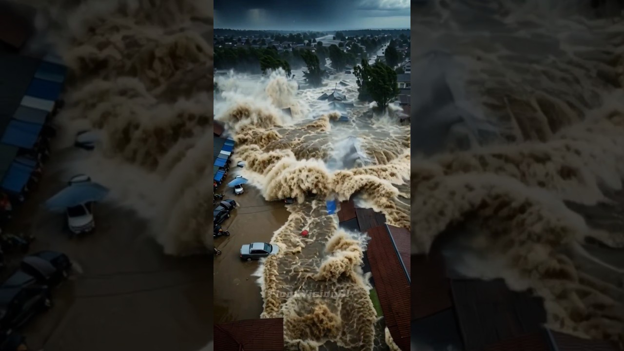 🌊 Massive Flood Hits Traditional Market in Indonesia #youtubeshorts #trending