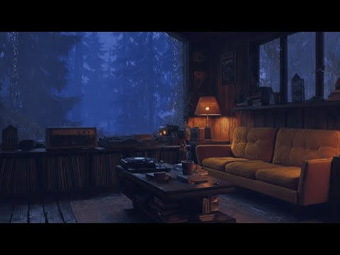 Heavy Rainstorm No Thunder at Cozy Cabin Porch | Soft Piano & Rain Sounds for Sleep