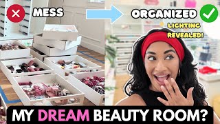 THE ULTIMATE BEAUTY ROOM TRANSFORMATION ✨ Lighting, Organizing, & FINAL TOUR
