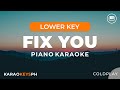 Fix You - Coldplay (Lower Key - Piano Karaoke)