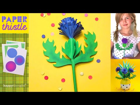 DIY 3D paper thistle flower. Instantly download DIY printable thistle flower template • Happythought
