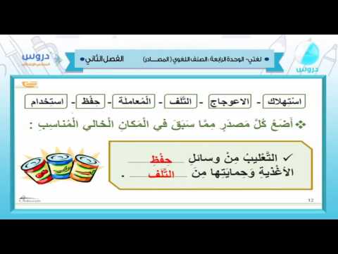 السادس الإبتدائي | الفصل الدراسي الثاني 1438 | لغتي | الوحدة الرابعة الصنف اللغوي المصادر